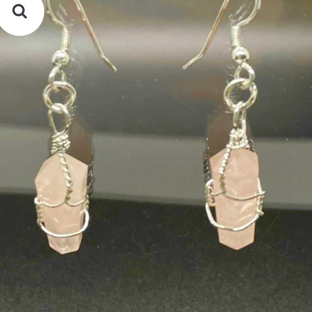 Sterling Silver and Rose Quartz Crystal Earrings